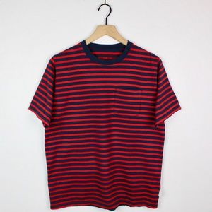Stussy Deluxe Red & Navy Striped Pocket Tee